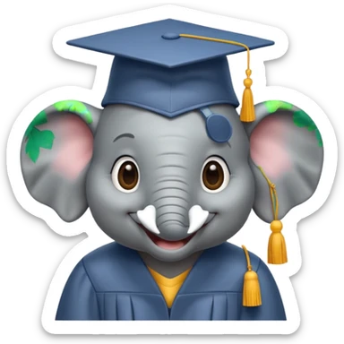 happy elephant wearing a graduation cap sticker