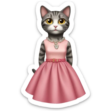 cat in a dress wearing prada sticker