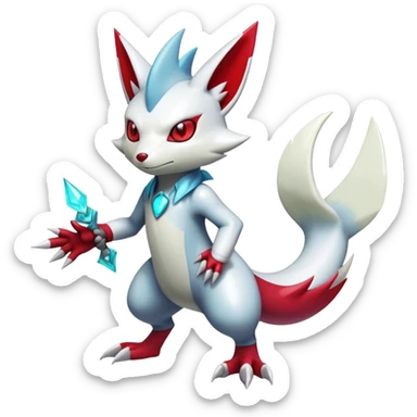  Cool Edgy Shiny Futuristic Ethereal Zangoose-Sneasel-Digimon-hybrid full body sticker