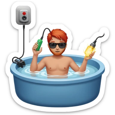 full bady red electrshn relaxing in hot water  sticker