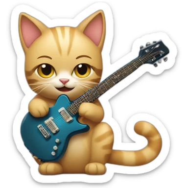 cat with electro guitar  sticker