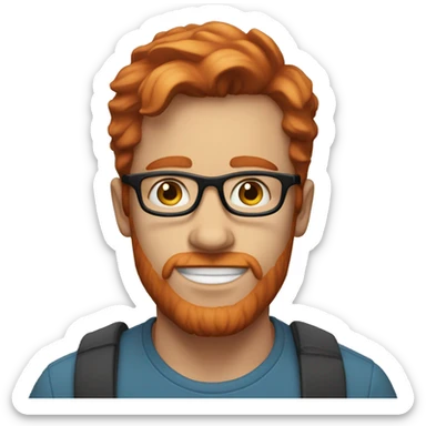 35 year old, male, red hair, pale, blue eyes, white glasses sticker