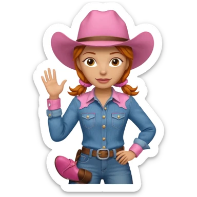 ginger cowgirl with pink hat sticker