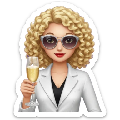 fancy blonde curly hair girl with sunglasses and night club outfits sticker