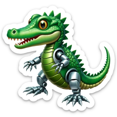 baby crocodile with robot hands sticker