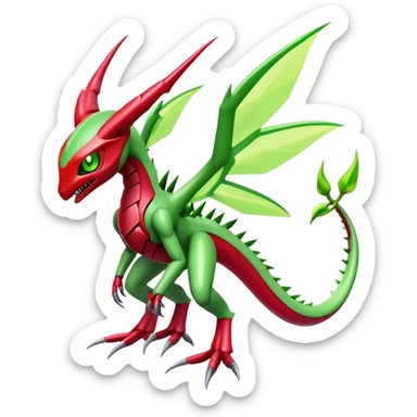  Cool Edgy Shiny Futuristic Ethereal Legendary Scizor-Digimon-Schyther-Flygon-hybrid full body sticker