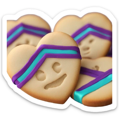 Purple teal Suicide awareness ribbon on heart cookie sticker