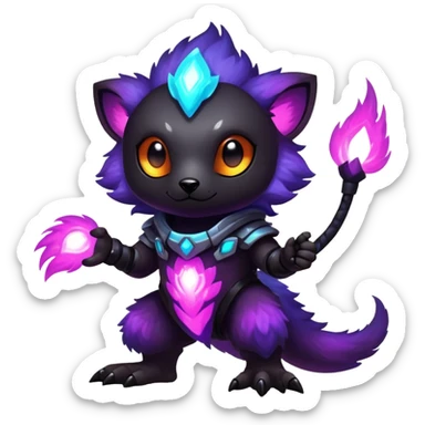 Epic Edgy Cute Colorful Vibrant Dark Nebula Modern Vernid-Protogen-creature-animal, full body sticker