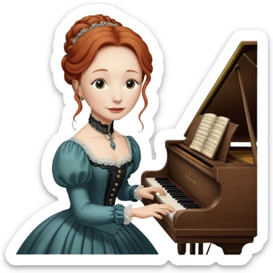 solarpunk - very old aged Tori Amos - playing the piano in a Victorian dress sticker