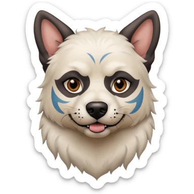 tattooed dog with heavy face tattoes, white dog and piercings sticker