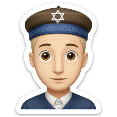 A Jewish male with a large nose and a dome on his head sticker