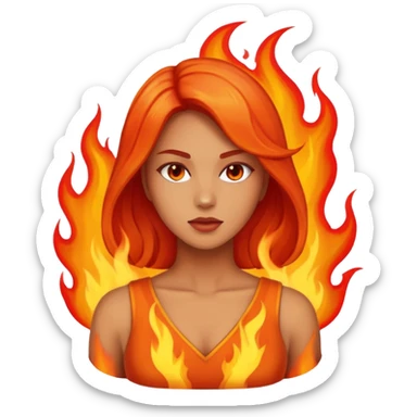 a female back with flames shooting out flames com sticker