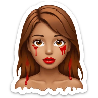 Brown Hair, Woman, white paint drip, face, hot, Sexy, lips sticker