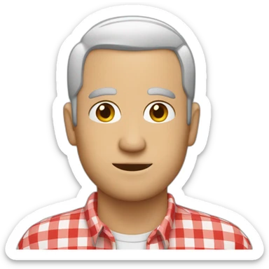 withe man around 40. salt and pepper short hair. wear a scarlet check shirt. sticker