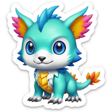 Cute cool colorful fantasy-Digimon-animal-hybrid full body sticker