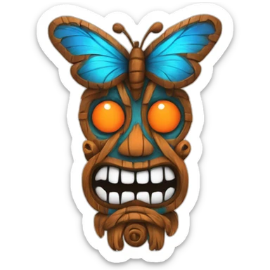 Tiki with colors blue and orange-butterfly-tornado-fun-love-eyelash sticker