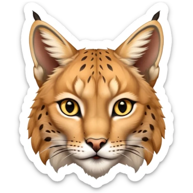 A high-resolution photo-realistic digital illustration of a baby lynx, chest upward A high-resolution, photo-realistic digital illustration of a majestic young Eurasian lynx, shown from the shoulder upwards with lynx markings, zoomed out showing half body  sticker