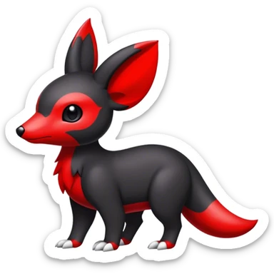 Cute cool black red white animal hybrid Fakemon full body sticker