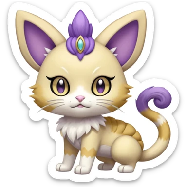 Meloetta-Meowth-Gatomon-Trico-Pokémon-Fakémon-fusion-hybrid-creature sticker