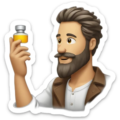 Un homme avec une grande barbe qui se parfume sticker