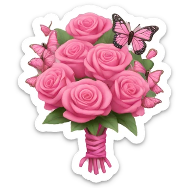 pink bouquet with butterflies sticker