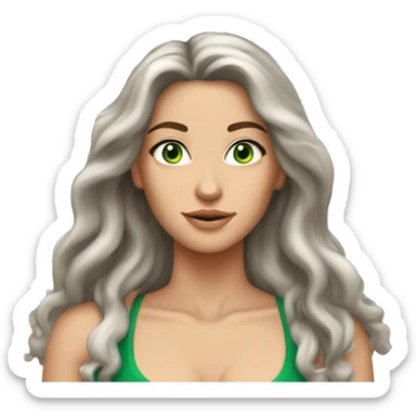 Aphrodite, Long haired, Brunette woman with green eyes and workout clothes sticker