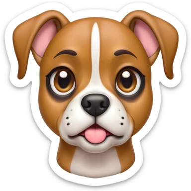 Cinematic Comical Fawn Boxer Dog Portrait Emoji, Head tilted dramatically with an exaggeratedly shocked or offended expression, featuring a sleek fawn coat with a distinctive white muzzle, wide, expressive brown eyes filled with exaggerated disbelief, Simplified yet hilariously expressive features, highly detailed, glowing with a slightly sassy glow, high shine, dramatic yet playful, stylized with an air of attitude, bright and endearing, soft glowing outline, capturing the essence of a sassy and over-the-top guardian, so meme-worthy it feels like it could side-eye its way into internet fame instantly! sticker