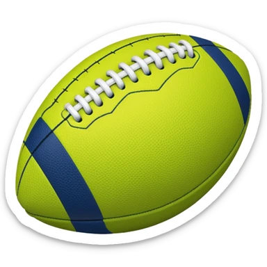 lime green colored american football with navy-blue stitching and gray stripes sticker