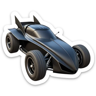  the animated series aerodynamic futuristic Venom Batmobile loosely based on 1936 freightliner school bus (flat long straight organically-shaped mechanical roomy body) stealthy town hot rod desert dirt racing rwd buggy  sticker