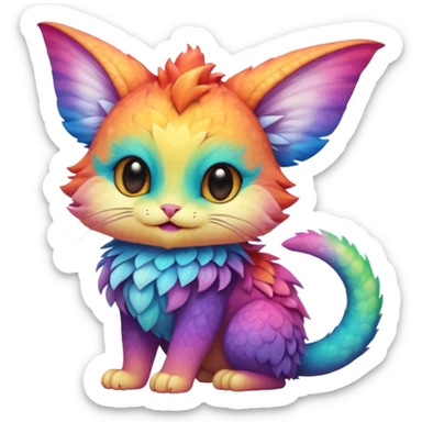 P moe meow meow cute randomly colored tropical gradients-colored fuzzy realistic Randomly-faerie-drake exotic Fakémon-creature sticker