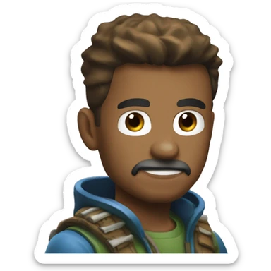 motero jugador de videojuegos y pescador personaje de marvel sticker