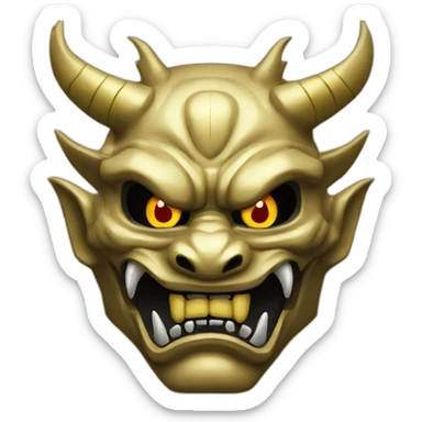 oni tenebre dragon gold japanese mask angry black eyes  sticker