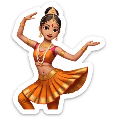 cinematic-realistic-bharatanatyam-dance-emoji,-depicted-as-an-elegant-classical-indian-dance-performance-with-graceful-poses,-intricate-costumes,-and-expressive-hand-gestures,-rendered-with-rich-textures-and-warm-dramatic-lighting, single dancer sticker