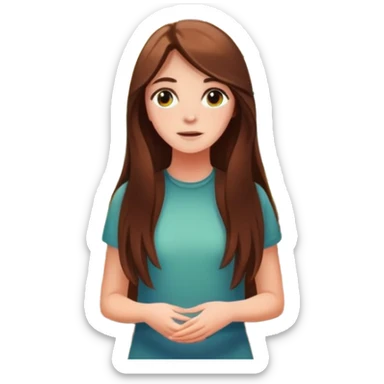 white girl with long brown hair looking out a window with sunbeams and houseplants in the background sticker