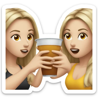 4 white girls chugging drinks sticker