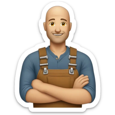 bald woodworker sticker