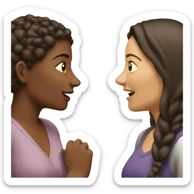 One woman whispers into the ear of another woman closing by hand sticker