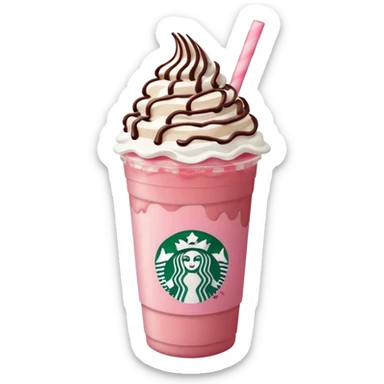 Strawberry Starbucks frappe with strawberry jam at the bottom with whipped cream and chocolate drizzle sticker