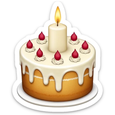 white candle with a slice of cake sticker
