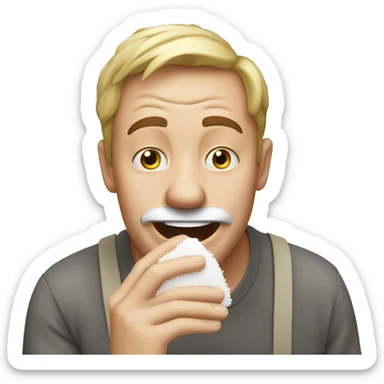 very happy man sniffing salt sticker