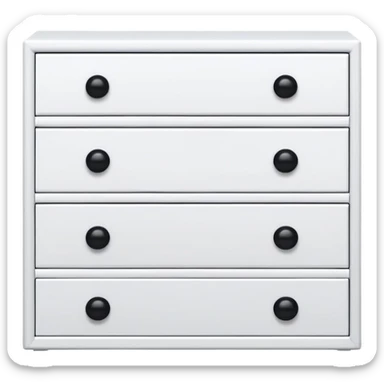 minimalist white chest with 6 drawers and small black knobs, stacked neatly sticker