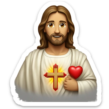 Jesus sacred heart with cross sticker