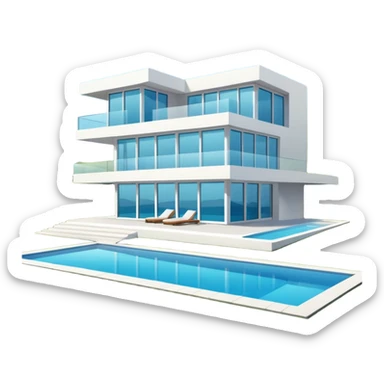 modern house on the hill, with a pool sticker
