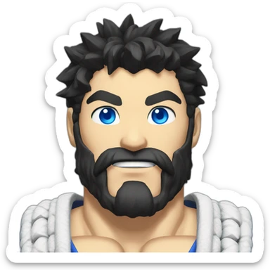 ryu street fighter blue eyes with beard sticker