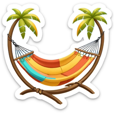 summer-themed emoji of a beach hammock sticker