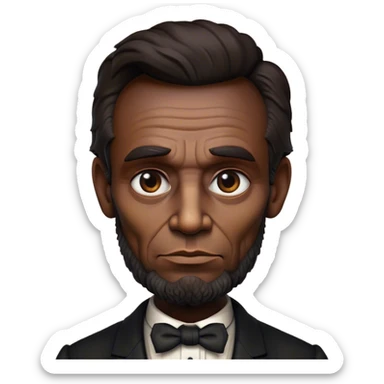 Cinematic Realistic Abraham Lincoln Portrait Emoji, depicted as a stoic iconic statesman with a tall dignified silhouette and thoughtful expression, rendered with detailed textures and dramatic historical lighting that captures his timeless presence. sticker