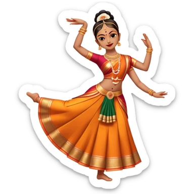 cinematic-realistic-bharatanatyam-dance-emoji,-depicted-as-an-elegant-classical-indian-dance-performance-with-graceful-poses,-intricate-costumes,-and-expressive-hand-gestures,-rendered-with-rich-textures-and-warm-dramatic-lighting, single dancer sticker