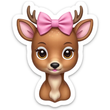 Baby deer either pink bow sticker