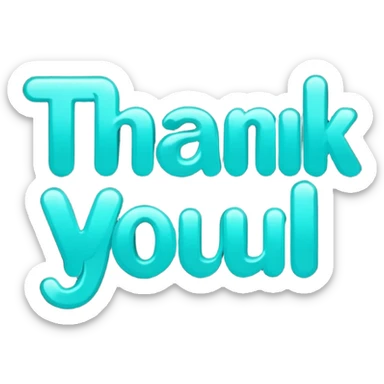 THE WORDS THANK YOU IN NEON TEAL RESEMBLING A NEON SIGN sticker