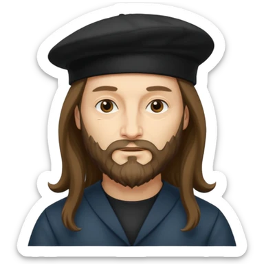 Leonardo da Vinci wear black berret hat sticker